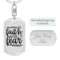 thumbnail image 2 of Over Fear Stainless Steel or 18k Gold Premium Swivel Dog Tag Keychain, 2 of 8