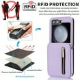 thumbnail image 3 of Crossbody for Samsung Galaxy Z Flip 6 Luxury Zipper Wallet Phone Case, Multi-Function Kickstand Card Holder Adjustable Crossbody Strap, Fashion Flip Premium PU Leather Case,Lightpurple, 3 of 8