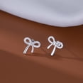 thumbnail image 6 of Solid 925 Sterling Silver CZ Bow Stud Earrings for Women Teens Ribbon Stud Earrings Bowknot, 6 of 12