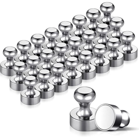 24PCS Metal Magnets 12x16mm - Stainless Steel Magnets Fridge Magnets for Bulletin Board, Refrigerator etc. - with Storage Box