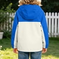 thumbnail image 6 of BCSIOAOI Girls Sweater,Color Block Hooded Waterproof Softshell Rain Jacket with Pockets Blue 9-10 Years, 6 of 7