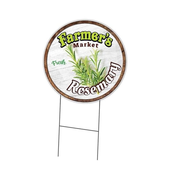 16 in. Double Sided Corrugated Circular Plastic Sign - Farmers Market Rosemary