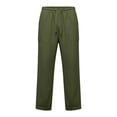 thumbnail image 5 of Hurxie Men's Linen Pants Lightweight Drawstring Elastic Waist Pockets Loose Fit Straight Legs Summer Beach Yoga Army Green,S, 5 of 7