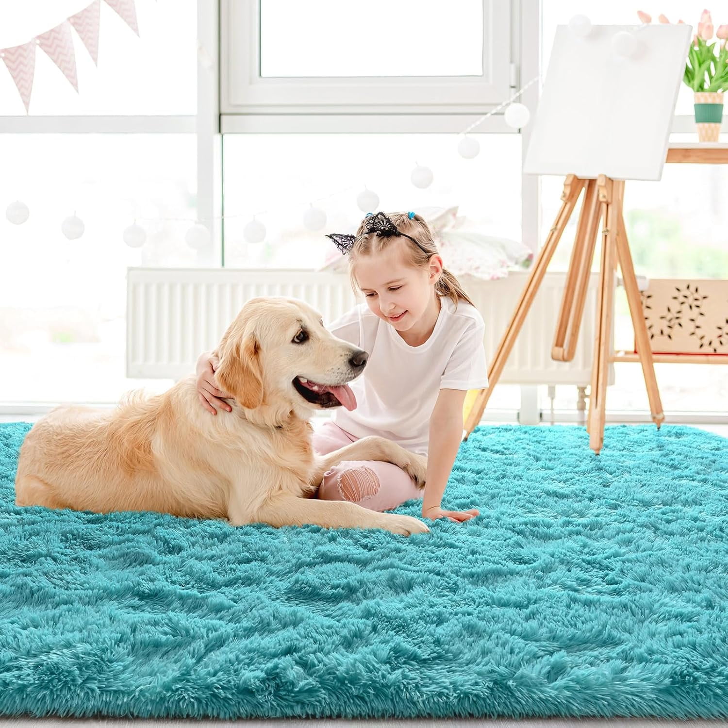 Lochas Soft Plush Fluffy Rugs Modern Indoor Shaggy Area Rug for Bedroom Living Room Home Decor Floor Carpet,8'x10',Blue
