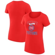 Women's G-III 4Her by Carl Banks Red Detroit Pistons Super-Slim Fit Lightweight Team Logo T-Shirt