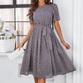 thumbnail image 2 of Stichou Women Summer 2026 Beach Dress Elegant Dot Print Long Sleeve Chiffon A Line Casual Sundress Gray XL, 2 of 5