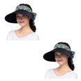 thumbnail image 4 of Minnieouse Sombrero de mujer decorativo colorido reemplazo a prueba de viento transpirable plegable al aire libre viaje Sunbonnet sombrero negro Negro 2piezas, 4 of 6