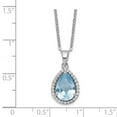 thumbnail image 2 of Sterling Silver Polished Created Aquamarine and Cubic Zirconia Necklace - .40 cwt - 18 Inch, 2 of 2