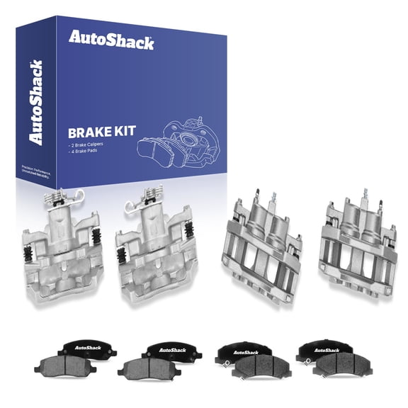 AutoShack Front & Rear Brake Calipers Ceramic Brake Pads Replacement for 2006-2011 Buick Lucerne 12-PC Kit