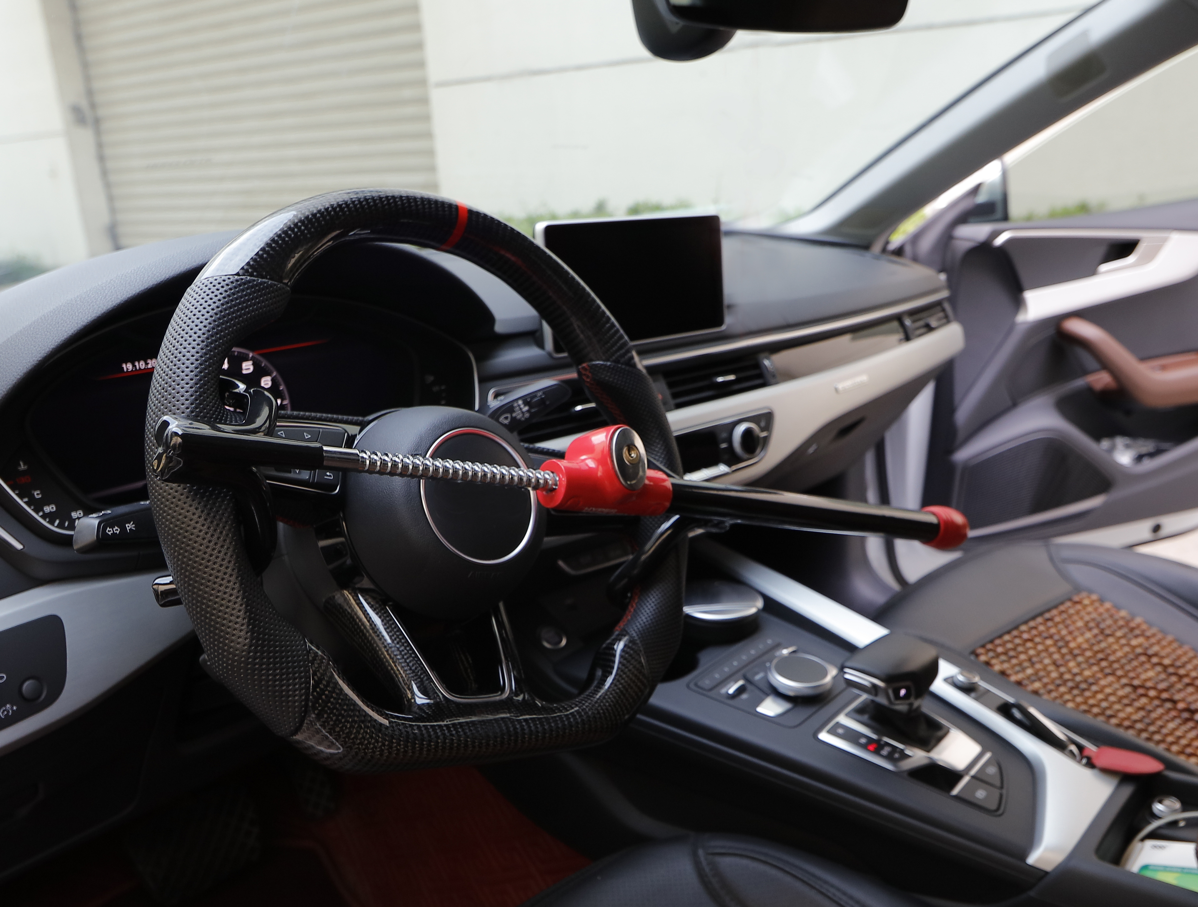 HYPER TOUGH UNIVERSAL STEERING WHEEL LOCK ANTI-THEFT CAR, TRUCK, VAN AND SUV LOCK, RED, BLACK