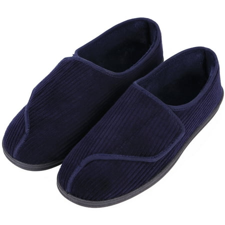 

LongBay Men s Adjustable Diabetic Slippers Memory Foam Arthritis Edema Swollen House Shoes