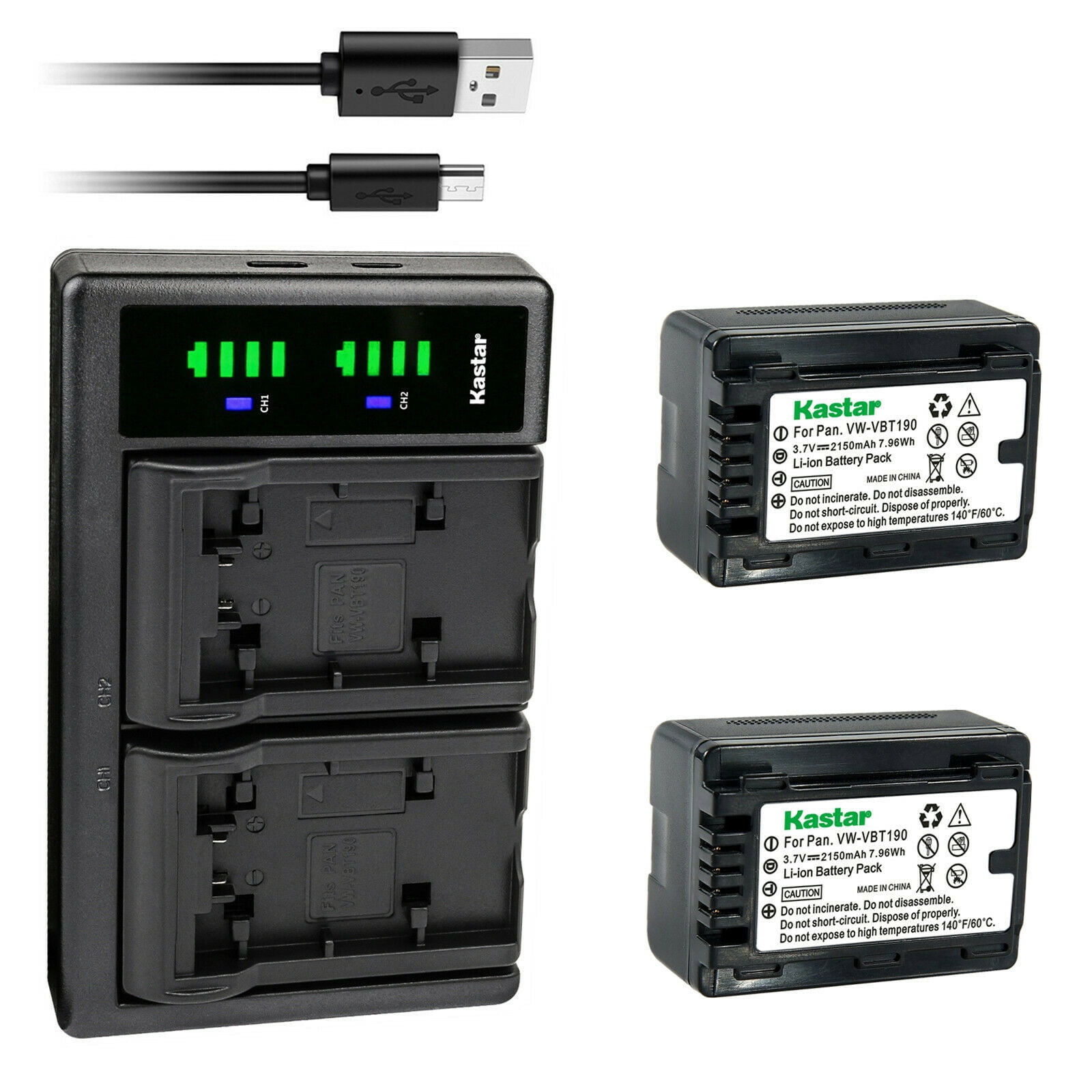 Kastar 2Pack VWVBT190 Battery and LTD2 USB Charger Compatible with
