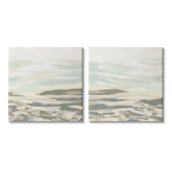Stupell Industries Brushed Desert Landscape Abstract Painting Gallery Wrapped Canvas Art Print Wall Art, 17 x 17, Set of 2