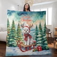 thumbnail image 2 of Merry Christmas Santa Reindeer Antlers Maltese Sleigh Xmas Winter Holiday Quilt Blanket Maltese Dog Lover Gifts Idea Cozy Comforter Throw Blanket - 00023, 2 of 5
