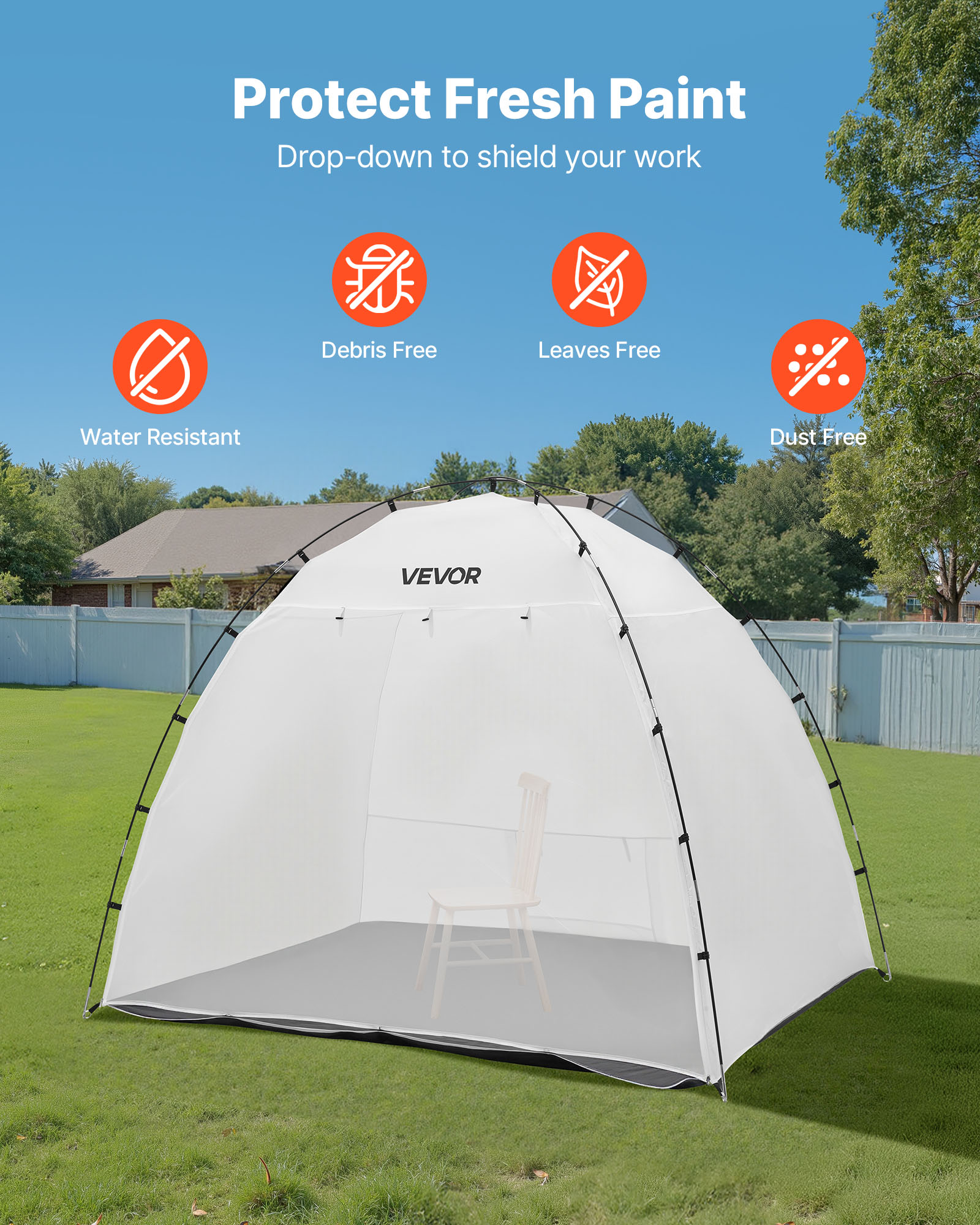 VEVOR Portable Paint Booth Tent, 91.7 x 67.7 x 74.8 inch Painting Tent Station, Spray Shelter with Built-in Floor & Mesh Screen, Large Space, Oxford Spray Painting Tents for Cupboard, Chairs, Tables