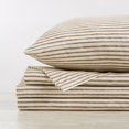 thumbnail image 4 of Great Bay Home Striped Microfiber Wrinkle Resistant Sheet Set  (Queen, Taupe), 4 of 7