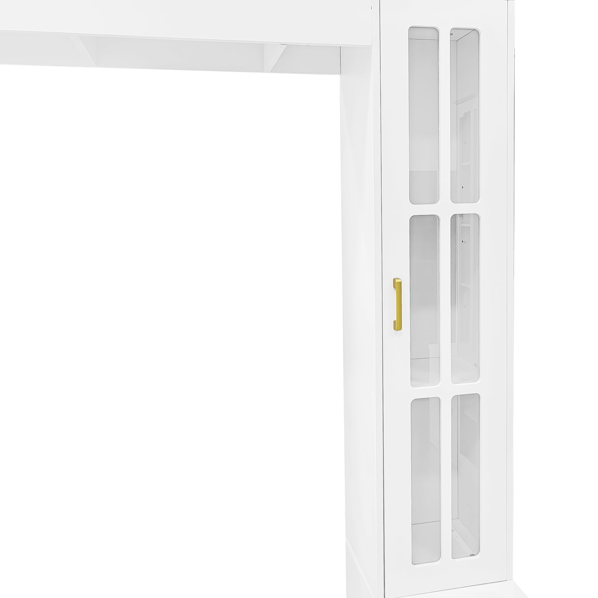 Euroco 98.4" W Wall Unit Entertainment Center with Bookshelves for TVs up to 80", Modern TV Stand Media Console with Cabinets, Tempered Glass Doors and Adjustable Shelves for Living Room
