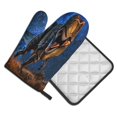 thumbnail image 2 of Gaeub Starry Night Charging Dinosaur Print Oven Mitts and Pot Holders Sets of 2,Heat Resistant Pad,Cooking Gloves, for Baking BBQ Home Decor, 2 of 7