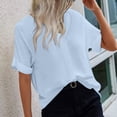 thumbnail image 5 of XuJwPNcy Women Tops Summer Short Sleeve Lapel Neck Tee Fashion Plain Tshirts Casual Loose Work Blouses, 5 of 7