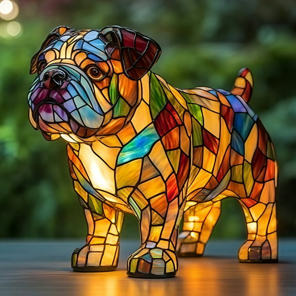 LAMIRO Dog Series Art Night Light,Stained Resin Tabletop Night Light,Cute Pet Dogs Themed LED Table Lamps with Warm Ambient Glow,Cute LED Night Light for Kids Bedroom Table