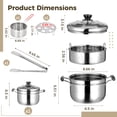 thumbnail image 2 of 6-Piece Stainless Steel Deep Fryer Pot Set, 4.2 Qt Multi-Function Cooking Pot with Glass Lid, Steamer Basket, Frying Basket, Food Tongs & Egg Rack, Ideal for Frying, Steaming, Boiling, Egg Dishes, 2 of 7