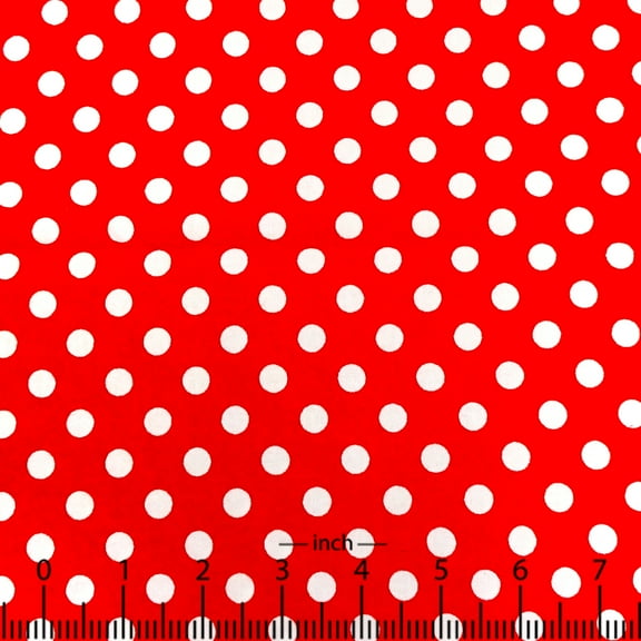 Shason Textile 45" x 4 yd 100% Cotton Dot-Print Apparel Fabric, Red and White