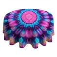 thumbnail image 4 of Colorful Tie Dye Mandala Pattern Round Tablecloth 60"x60",Wrinkle Wipeable Table Cloth for Kitchen Dining Room Picnic Patio Party, 4 of 6