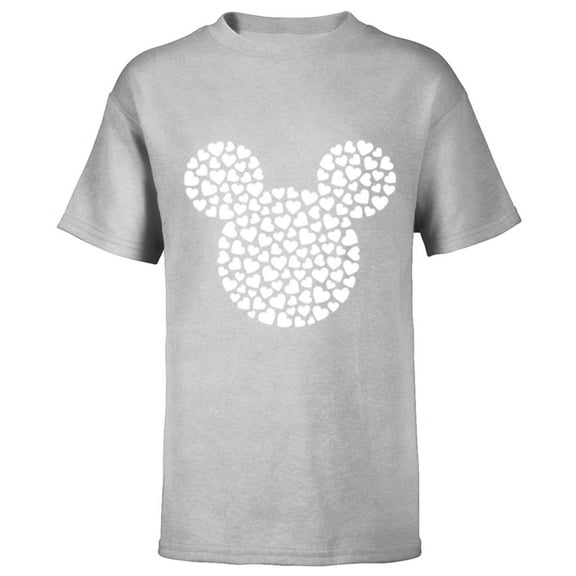 Disney Mickey Mouse Icon Filled with Hearts - Short Sleeve T-Shirt for Kids - Customized-Athletic Heather