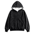 thumbnail image 4 of Yuncity Womens Zip Up Hoodie Leopard Print Fleece Pullover Long Sleeve Loose Fit Pockets Sweatshirt Casual Fall Winter Hooded Jacket Size L Black, 4 of 5