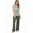 thumbnail image 3 of Pajama Suit For Ladies Cotton Short-sleeved Printed Home Wear Solid Color Pajama Two-piece Set 2XL, 3 of 7