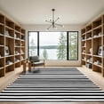 thumbnail image 2 of ODIKA 6'x9' Machine Washable Non-Slip Area Rug, Contemporary Black and Stripes with Alternating Wide Narrow Bands High Traffic Rug, Black, 889891, 2 of 7