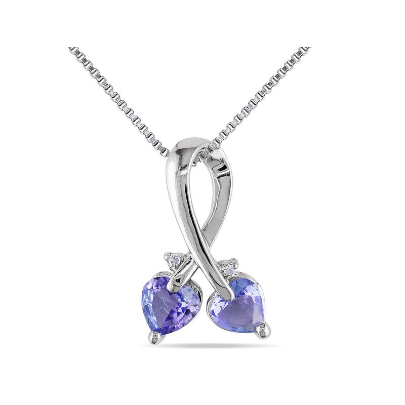 Pendentif Croix En Argent Sterling Avec Tanzanite Bleue Naturelle - 3.4" - Neuf