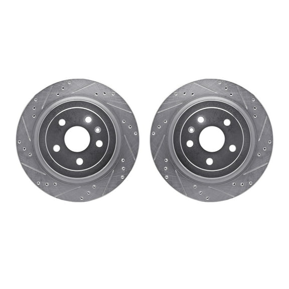 Dynamic Friction Company Rear Brake Rotors-Drilled and Slotted-Silver 7002-46039