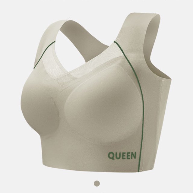 Wirefree Sports Bra for Plus Size Women, Full Coverage with Side Support & Back Smoothing Design, High Impact Support for Running, Gym & Yoga. Green 36