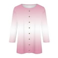 thumbnail image 5 of Womens' Fashion 3/4 Sleeve Plus Size Shirts Tops Printed Loose T-shirt Blouse Round Neck Buttons Tops Gifts for Womens, 5 of 5