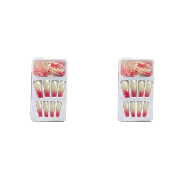 1 Juego de puntas francesas para uñas, puntas de uñas artificiales con gradiente, calcomanías de moda extraíbles, Kit de manicura de salón Tipo 2 Pegamento 2g, gelatina 24 piezas 2piezas Minnieouse CBP262532