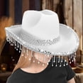 thumbnail image 4 of Ksruee Cowboy Hats for Women Glitter Cowgirl Hat Glitter Music Festival Head Cover Rhinestone Tassel Headdress for Photography Travel popular, 4 of 9