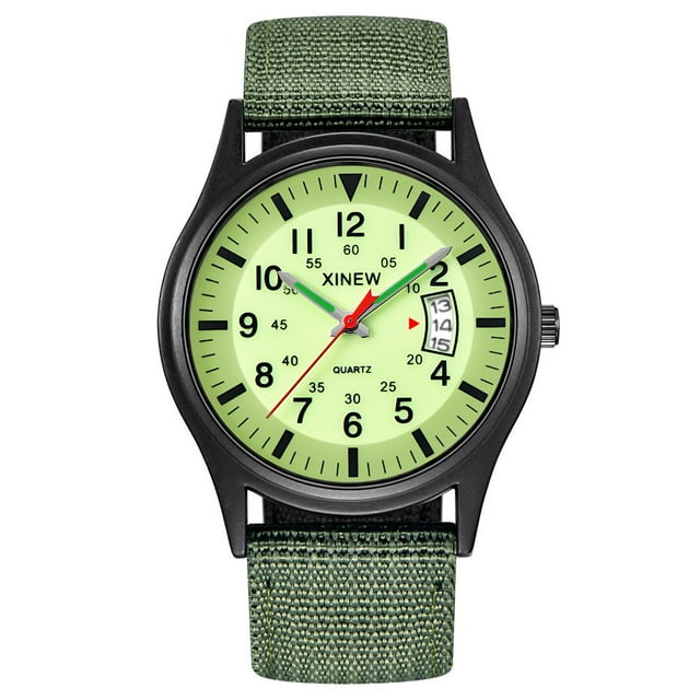 Kcodviy Gift Watch Band Round Work Watches for Men Construction Men Wrist Date Nylon Wrist Watches for Man Quartz Dial Strap Wrist Watch Holder for Men Men's Watch