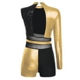 thumbnail image 4 of Haitryli Latin Dance Leotard for Women One Piece Sequin Metallic Rompers Gymnastics Bodysuit Yellow XXL, 4 of 5