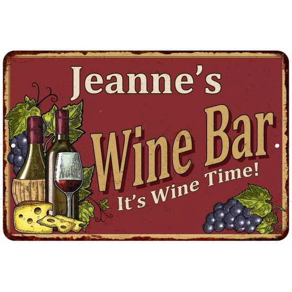 Jeanne's Red Wine Bar Sign 8 x 12 High Gloss Metal 208120054201