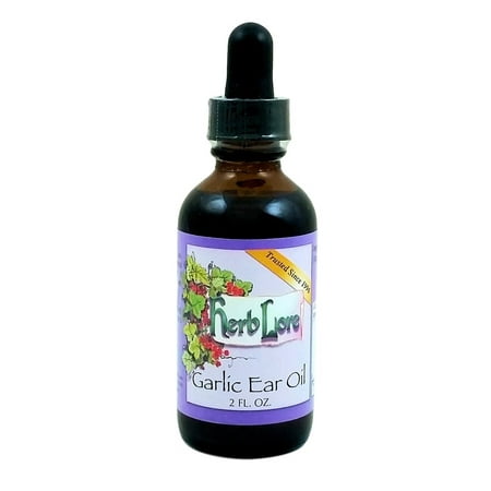 Herb Lore Organic Garlic Ear Oil Drops - 2 Fluid Ounces - Natural Remedy for Ear Pain Relief & Ear Infection (Best Remedy For Ear Infection)