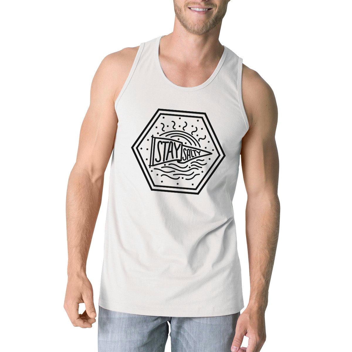 Stay Salty Mens White Sleeveless Tee 
