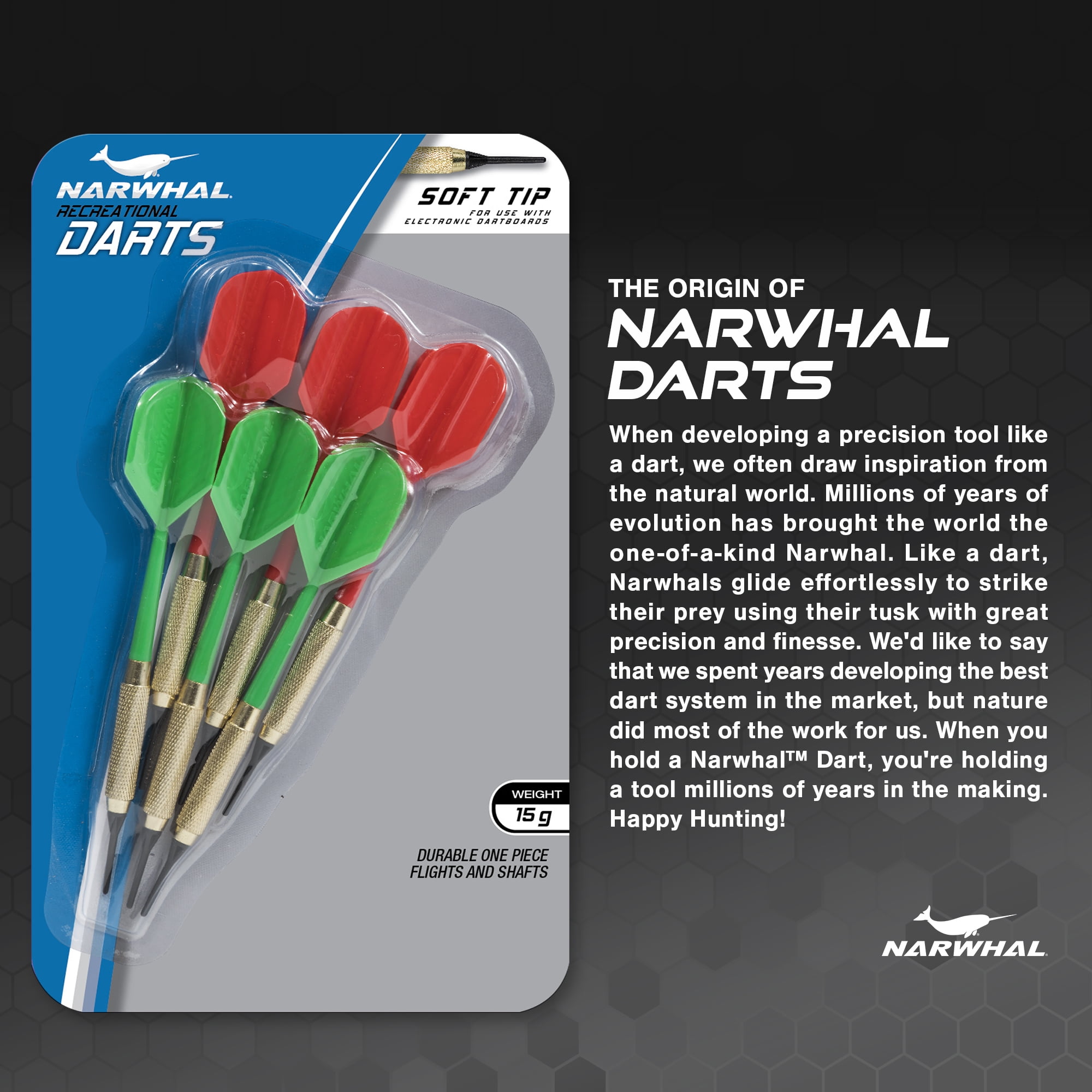 (3 pack) NARWHAL Recreational Soft Tip Dart Set for Electronic Dartboards, 6 Pack.