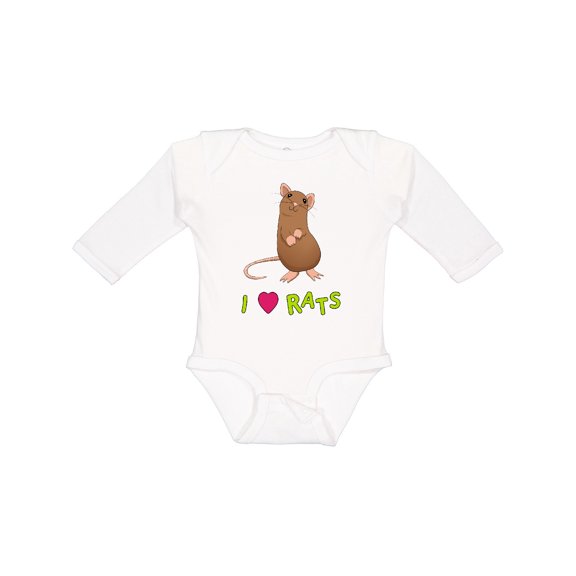 Inktastic I Love Rats Boys or Girls Long Sleeve Baby Bodysuit