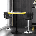 thumbnail image 3 of Magshion Set of 3 Bar Dining and Chair Set, 31.5" Bar Table Round Cocktail Table and Adjustable Bar Stools with Armrest for Patio, Black/Yellow, 3 of 12