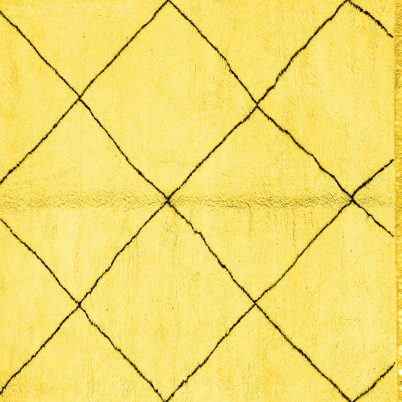 Ahgly Company Indoor Square Solid Yellow Modern Area Rugs, 8' Square