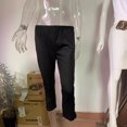 thumbnail image 4 of Pantalones capri informales con costuras de encaje para mujer Uso versátil Ajuste cómodo, 4 of 5