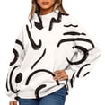 thumbnail image 5 of Wutalume Women's Fashion Floral Print Long Sleeve High Neck Sweatshirt Top, Elegant and Comfortable for Casual and Dressy Wear, with a Relaxed Fit and Beautiful Patterns,White XL, 5 of 5