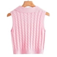 thumbnail image 5 of Women's Casual V-Neck Pullover Shirt Collision Color Sleeveless Sweater Vest, Stylish and Lightweight, Ideal for Layering and Summer to Fall Transition,Pink,L, 5 of 7
