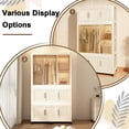 thumbnail image 5 of Portable Wardrobe Closet Storage Organizer 9 Magnetic Doors 9 Cubes 1 Hanging Rod 6 Hangers Baby Storage Cabinet Cream White American Luxury Modern Design, 5 of 14